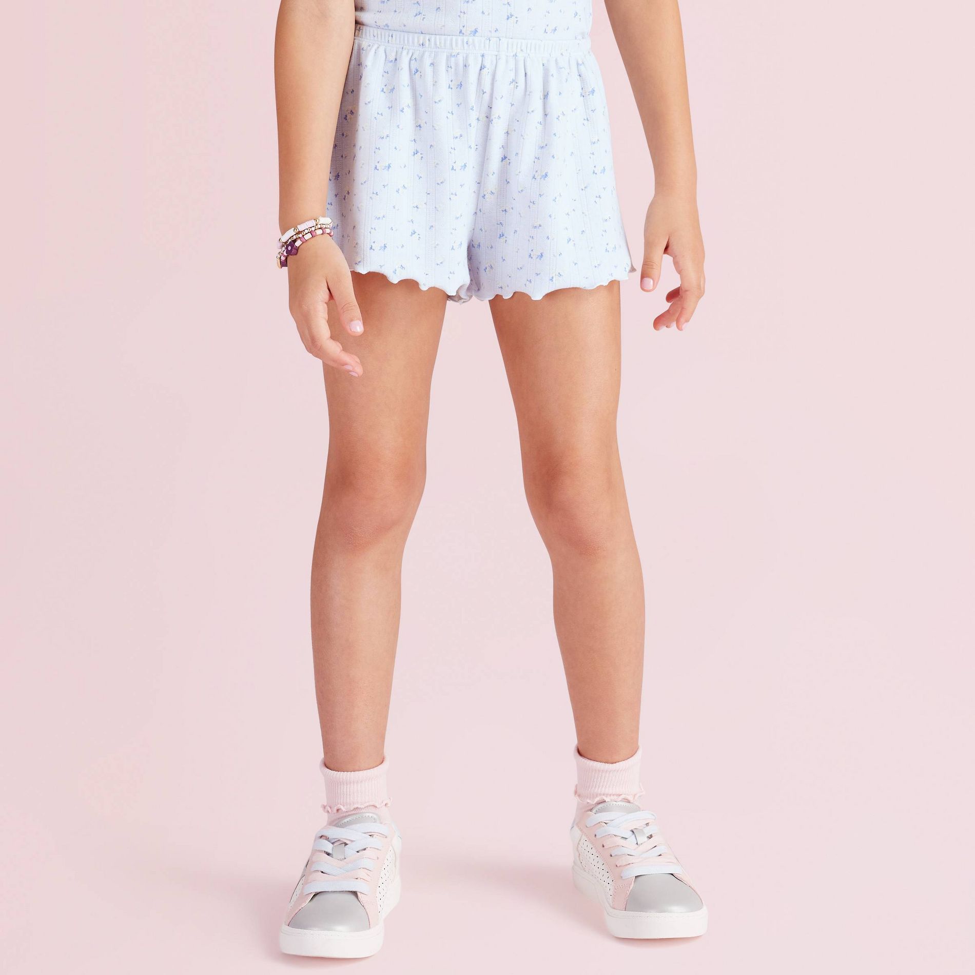 Girls' Rosie Everblooming Rosettes Ditsy Pointelle Shorts - LoveShackFancy x Target Blue