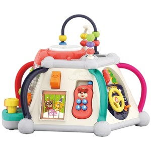 JuzToys Baby Activity Cube with Lights and Music – 15 Games Activity Center for Baby, Educational Developmental Toy Play Center for Toddler – White - 1 of 2