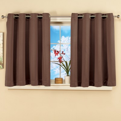 Chocolate Brown Short Blackout Grommet Window Curtain Panel