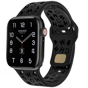 HTUTWOO Compatible with Apple Watch Band, Letter Silicone Sport Strap 38/40/41/42/44/45/46/49mm for iWatch Series 11 10 9 8 7 6 5 4 3 2 1 SE Ultra - 1 of 4