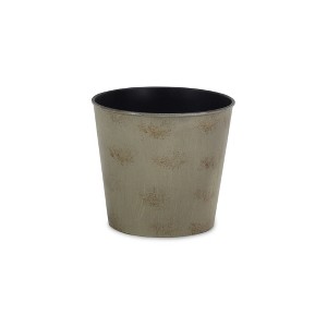 HomeRoots 7" Gray Recycled Plastic Indoor Outdoor Round Pot Planter - 1 of 3