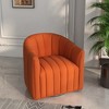 SEYNAR Modern Velvet Curved Swivel Accent Barrel Chair with Metal Base - 2 of 4