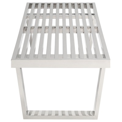 Modway Sauna 4' Mid-Century Modern Stainless Steel Bench - Silver