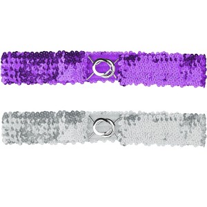 Allegra K Women's Halloween Skinny Stretchy Waist Belts Sequins Decor Elastic Belts for Dresses 2Pcs - 1 of 4