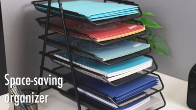 Black Metal Mesh 6-Tier Letter Tray Organizer