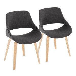 Set of 2 Fabrico Dining Chairs Natural/Charcoal: LumiSource, Upholstered Bent Wood Legs, Scandinavian Style - 1 of 4