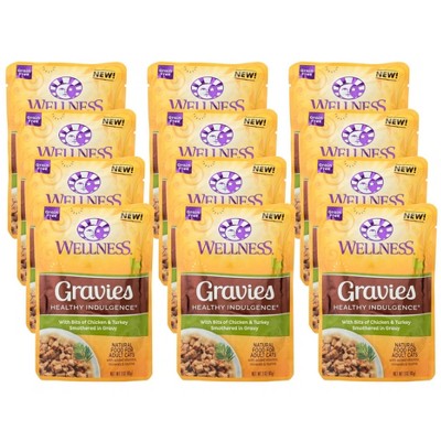 Wellness Gravies with Chicken and Turkey in Gravy Wet Cat Food - Case of 24/3 oz