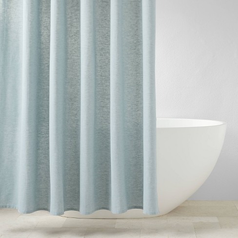 Chambray Shower Curtain Turquoise, Gray Turquoise Shower Curtains