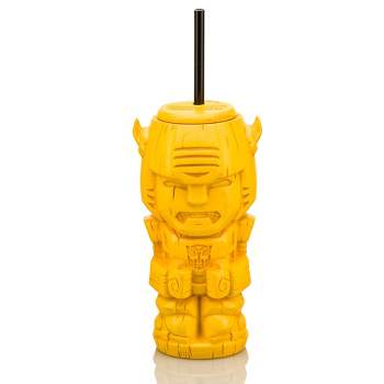 Beeline Creative Geeki Tikis Transformers Bumblebee Plastic Tumbler with Straw | Holds 25 Ounces