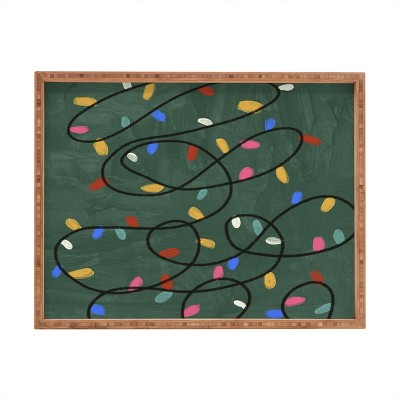 Gigi Rosado Christmas fairy lights Rectangular Tray -Deny Designs