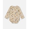 Deux par Deux Boy Organic Cotton Onesie Beige Tree Print - 3 of 4