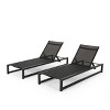 Modesta 2pc Patio Aluminum Chaise Lounge with Mesh Seating - Black - Christopher Knight Home: Water-Resistant, Iron Hardware - 2 of 4