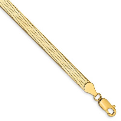 Black Bow Jewelry 5mm, 14k Yellow Gold, Solid Herringbone Chain Bracelet