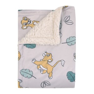 NoJo Disney Lion King Ivory, Teal, Sage and Gold Simba Future King Super Soft Cuddly Plush Baby Blanket - 1 of 4
