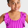 Girls' Two Striped One Piece Swimsuit - Cat & Jack™ Purple - 3 of 3
