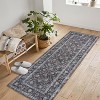 Acekool Washable Area Rug, Boho Vintage Floral Print, Non Slip Low Pile Thin Indoor Carpet for Living Room Bedroom Dining - 2 of 4