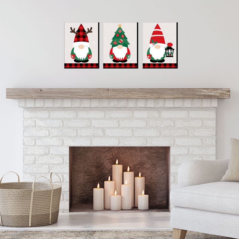 Big Dot of Happiness Red and Green Holiday Gnomes - Christmas Wall Art Room Decor - 7.5 x 10 inches - Set of 3 Prints, 2 of 8