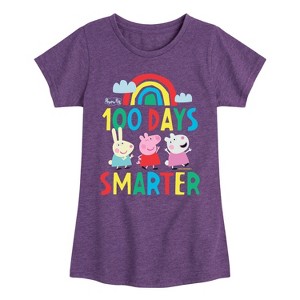 Girls' - Peppa Pig - 100 Days Smarter Fitted Short Sleeve Graphic T-Shirt - 1 of 4