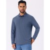 INSPIRE CHIC Men's Contrast Button Collared Pocket Long Sleeves Golf Polo T-Shirts - 4 of 4