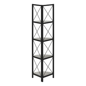 Kumasinova 60"/62" 4-Tier Corner Bookshelf,Black Metal Bookcase with Transitional Square Design/X-Design,Modern Book Shelves for Bedroom,Office - 1 of 4