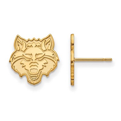 Black Bow Jewelry 14k Yellow Gold Arkansas State Red Wolves NCAA Post Earrings