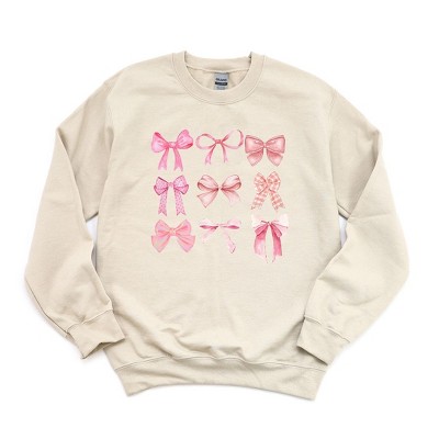 Simply Sage Market Women's Graphic Sweatshirt Coquette Pink Bow Chart