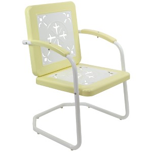 Northlight 35" Square Outdoor Retro Tulip Armchair, Yellow and White - 1 of 4