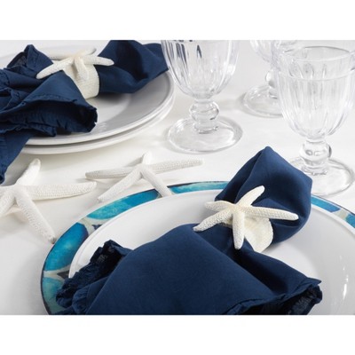 Off-White Starfish Coastal Napkin Rings Set of 4