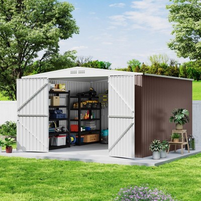 Large Outdoor Storage Shed 8x7 Ft Heavy Duty Metal Shed with Lockable Doors, Weather Resistant & Easy to Assemble for Garden Backyard