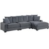 Gulches 1pc Dark Gray Corduroy Cocktail Ottoman - 45"¡Á28"¡Á20"H, Soft Cushion, Wood Legs, Modular Contemporary Style for Living Room - 3 of 4