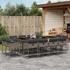 vidaXL Patio Dining Set 13 Pieces, Grey Poly Rattan with Cushions, Compact Storage, Tempered Glass Tabletop, UV-Resistant for Garden, Backyard, Patio - 2 of 4