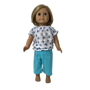 Doll Clothes Superstore Blue Flower Pant Set Fits Our Generation American Girl My Life Dolls - 1 of 4