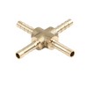 Brass Hose Barb Fitting Cross 4 Way Connector for Air Water Gas Oil 5pcs - 4 of 4