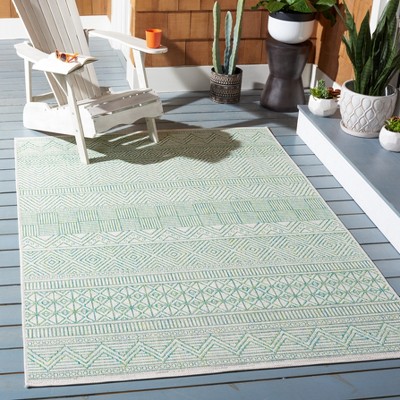 Beige/Green Non-Slip Rectangular Synthetic Easy Care Area Rug