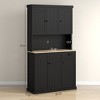 71" Buffet with Hutch, Modern Farmhouse Kitchen Pantry Storage Cabinet with Microwave Oven Countertop, Drawer, and Cupboard - 3 of 4