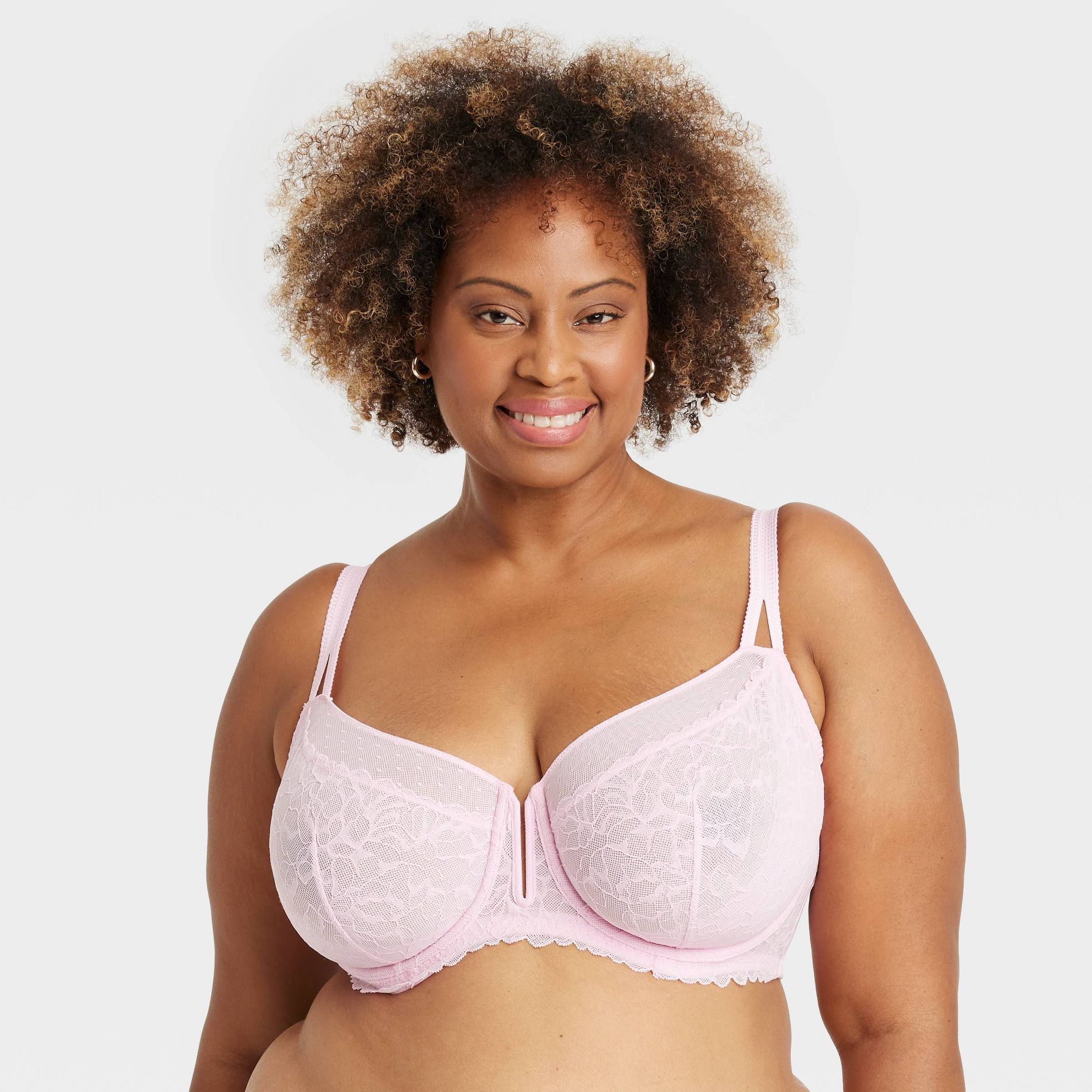Women's Lace Unlined Bra - Auden™ Palatial Pink 48DD: Balconette, Adjustable Straps, Underwire