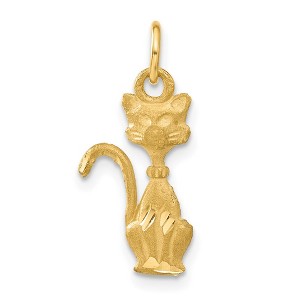 Black Bow Jewelry 14k Yellow Gold Satin and Diamond Cut Siamese Cat Pendant - 1 of 4
