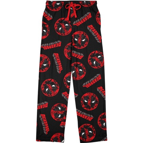 Deadpool Repeat Name & Logo Men's Black Sleep Pajama Pants-XL
