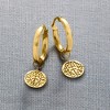 Ross-Simons 18kt Gold Over Sterling "T and T Twin Talk" Logo Hoop Charm Earrings - 3 of 4
