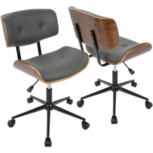 TiramisuBest Mid-Century Modern Grey PU Leather Adjustable Office Chair with 360¡ã Swivel, Cushioned Seating, Wood Back, 19 - 22" Seat Height - 1 of 4