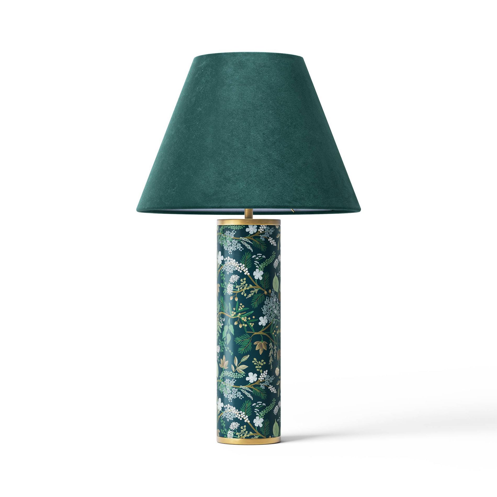 Rifle Paper Co. x Target Decorative Lamp Base with Velvet Lampshade Juniper Forest: Table Lamp, Metal Body, UL Listed