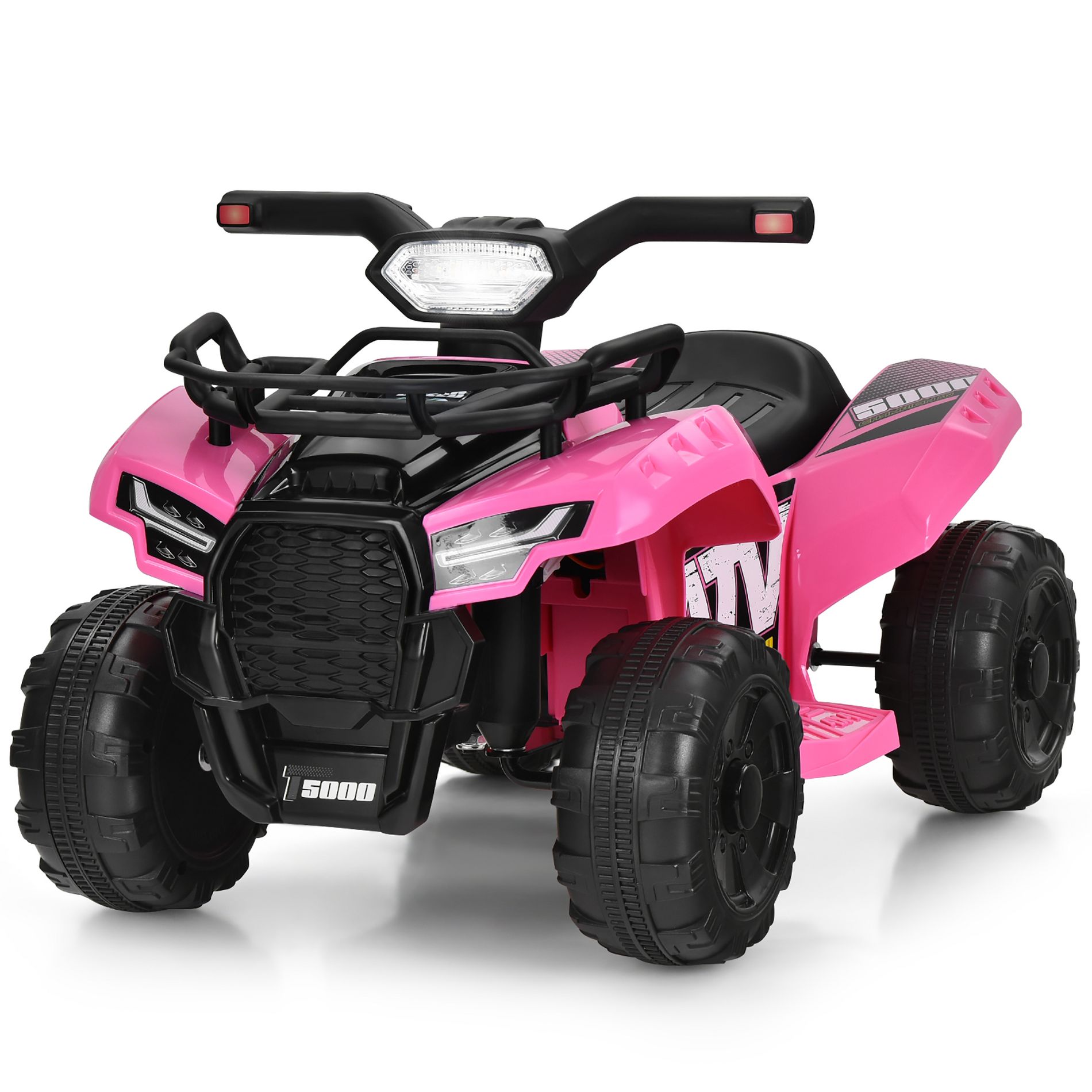 Costway 6V Kids ATV Quad Electric Ride On Car Toy Toddler with LED Light MP3 Pink
