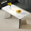 Vynxaria Dining Tables - 63" Cold Jade Elegance with Silver Butterfly Accents - 4 of 4