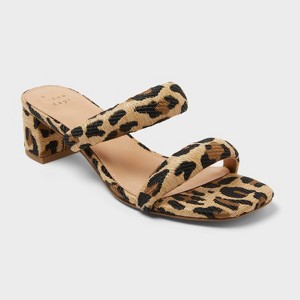 ROUGE HEEL トライアルセット ヒョウ柄 Women's Tilda Puffy Strap Block Heels with Memory Foam Insole - A