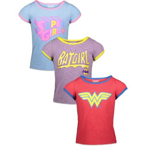 Dc Comics Batgirl Supergirl Wonder Woman Little Girls Pack Graphic T-shirt :