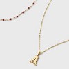 14K Gold Dipped Beaded Initial Necklace Set 2pc - A New Day™ Gold/Marron - 4 of 4