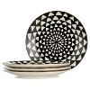 LunaLulinlk Dinnerware Black & White Medallion Stoneware Salad Round Plates, 4 Pack - 4 of 4