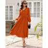 Women's V - Neck Ruffled Long Dress, Elegant Long - Sleeve Maxi Dress with Waist Accent - 2 of 4