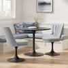 Modway Lippa Upholstered Swivel Dining Side Chair in Black Light Gray 360° Office Desk Rotating Chair with No Wheels - 2 of 3