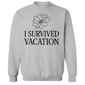 Rerun Island Men's I Survived Vacation Flowers Luxury Paradise With A Side Of Chaos Long Sleeve Graphic Cotton Pullover Sweatshirt - 1 of 4